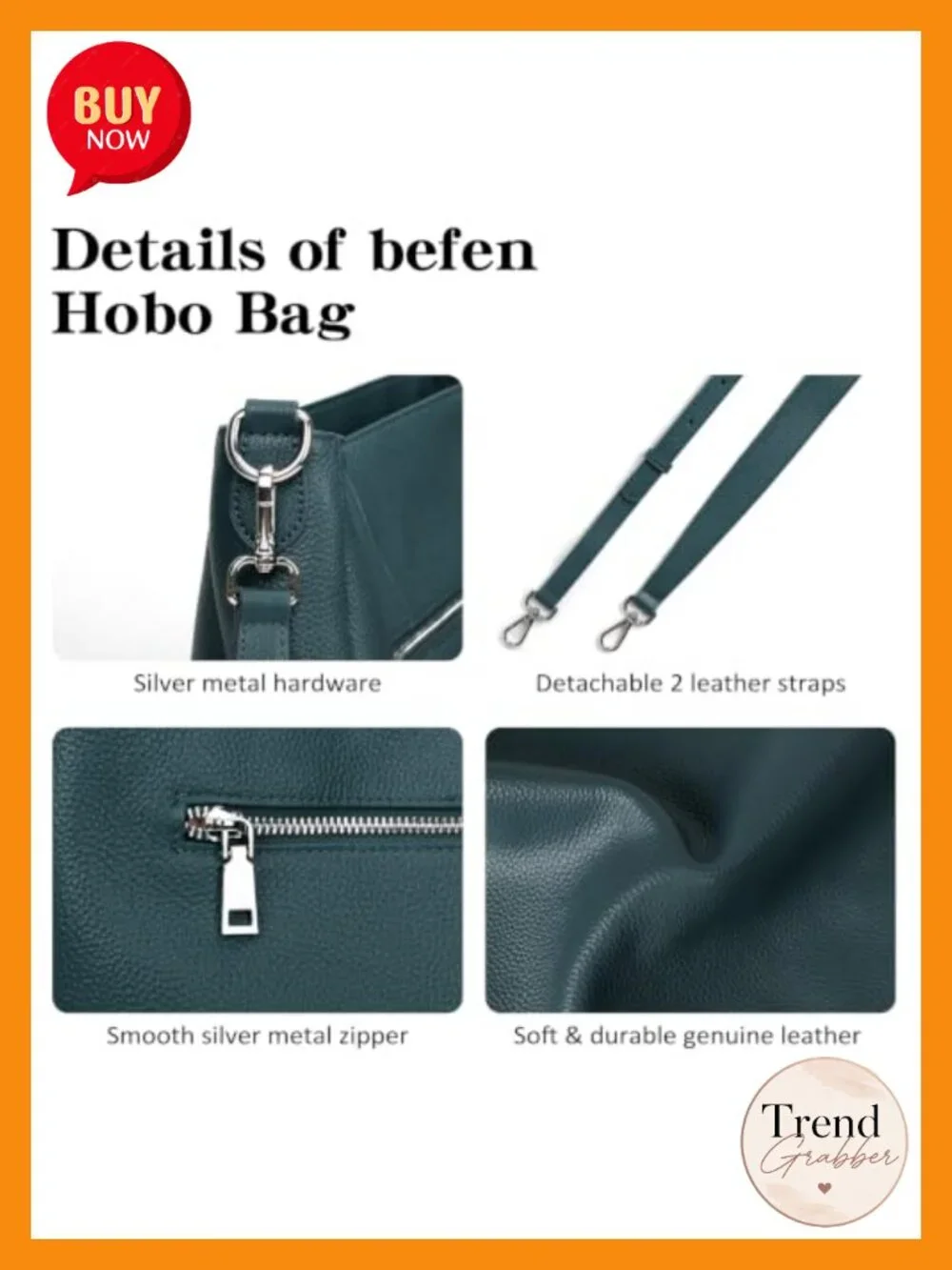 Soft Genuine Leather Hobo Bag Crossbody Shoulder Purse for Women